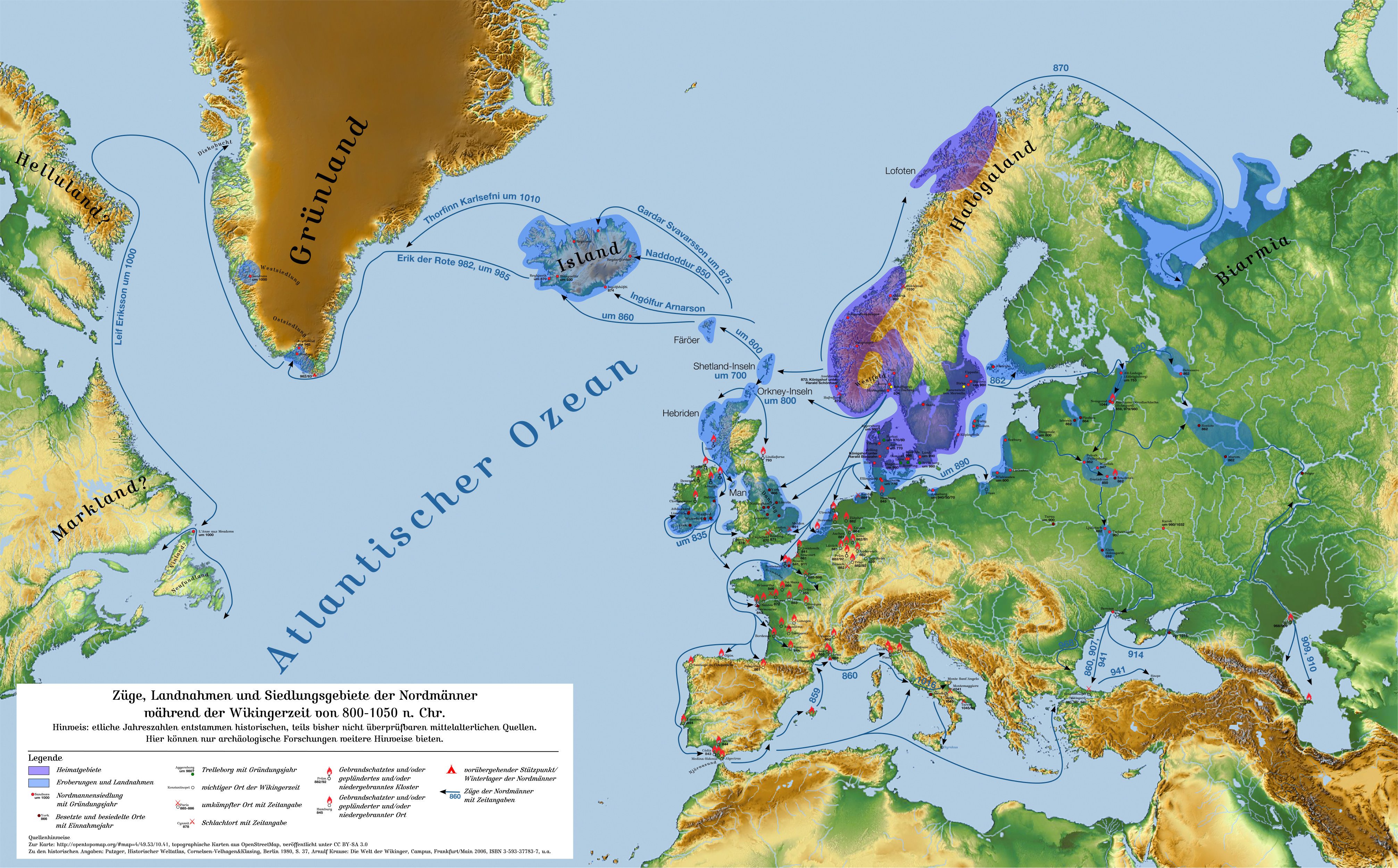 Mapa de la expansión vikinga