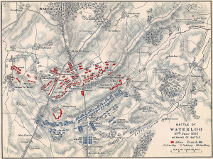 Mapa de despliegues de la batalla de Waterloo (pincha para ampliar)