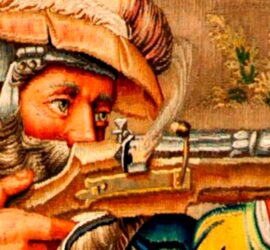 Tapiz con un arcabucero español