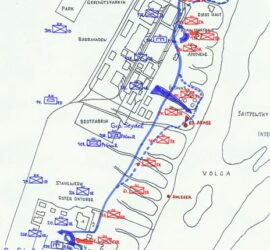 Mapa de la ofensiva alemana sobre el distrito fabril de Stalingrado