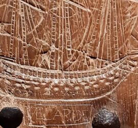 El navío de línea Montañés grabado en una puerta