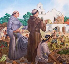 Junípero Serra en una de sus misión