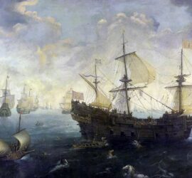 Pintura La Armada española ante las costas inglesas de Van Wieringen