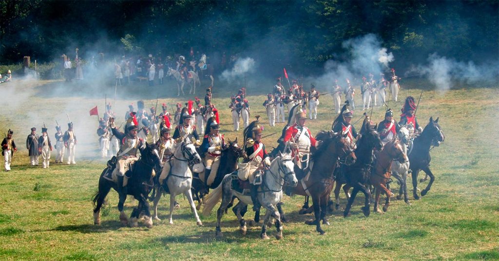 Recreación en el campo de batalla de Waterloo
