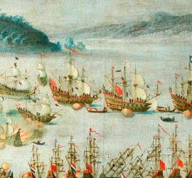 Imagen de los galeones en Salvador de Bahía en 1625