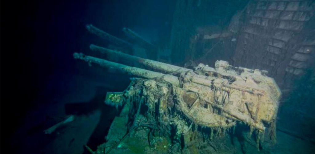 Imagen de una de las torretas del pecio del Bismarck